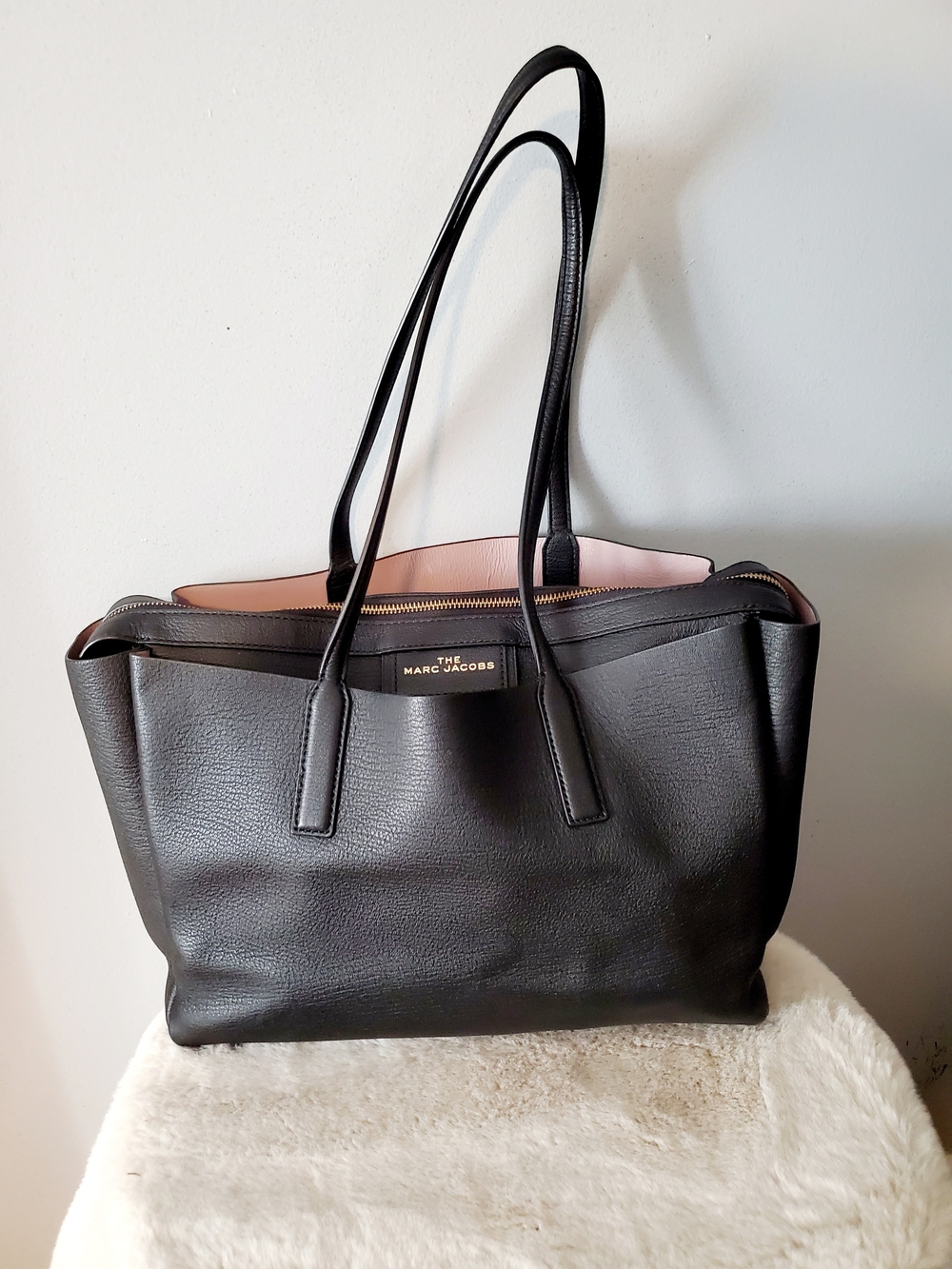 Marc Jacobs Protégé Tote Black Leather Pink Large Work Laptop Bag